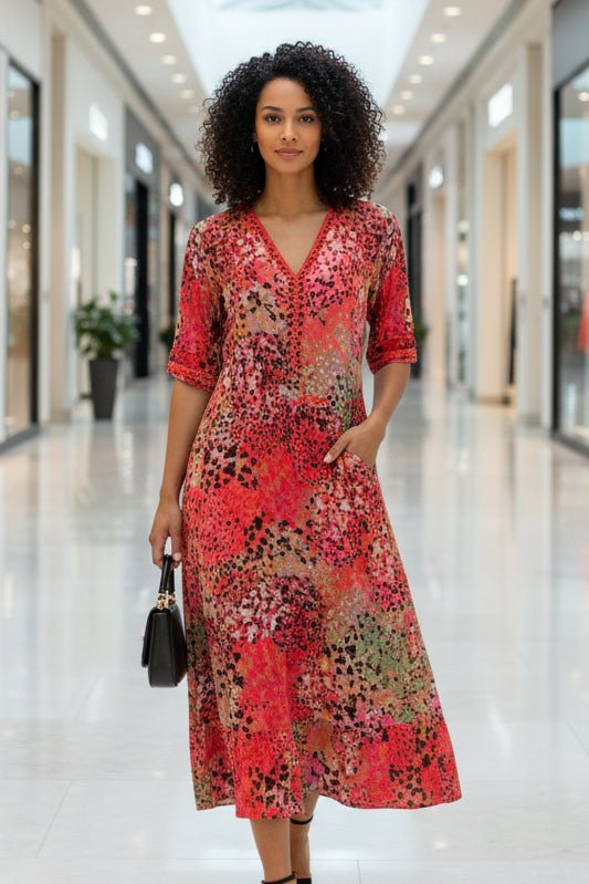 ALÉRIN – Women’s Midi Dress with Flattering Fit and Modern V-Neck