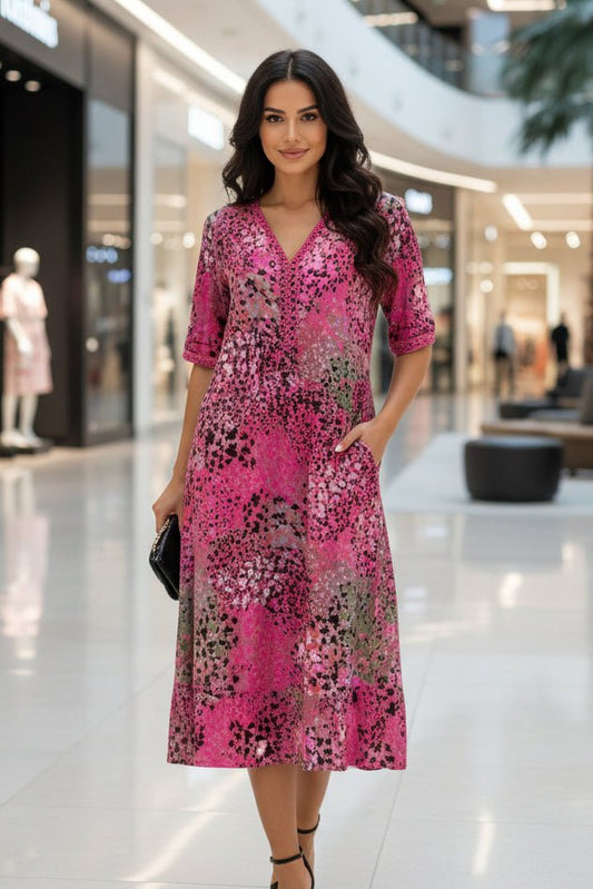 ALÉRIN – Women’s Midi Dress with Flattering Fit and Modern V-Neck