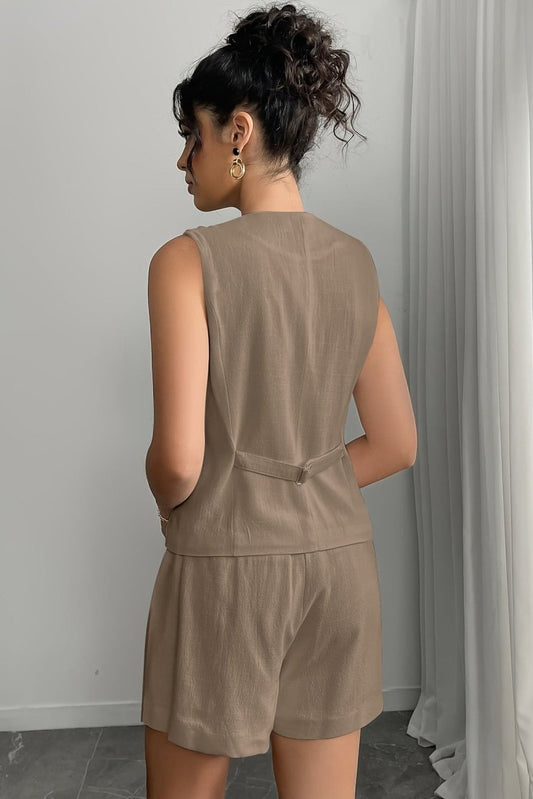 Lunarelle - Linen Vest & Shorts Set