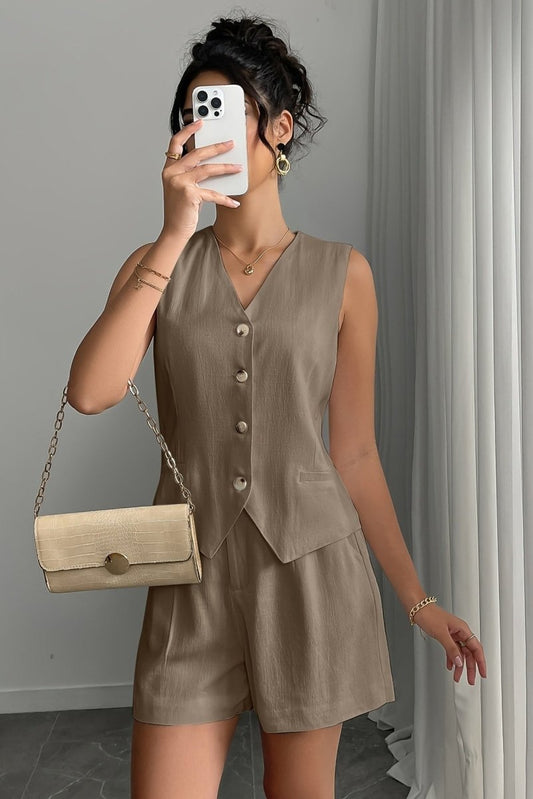Lunarelle - Linen Vest & Shorts Set