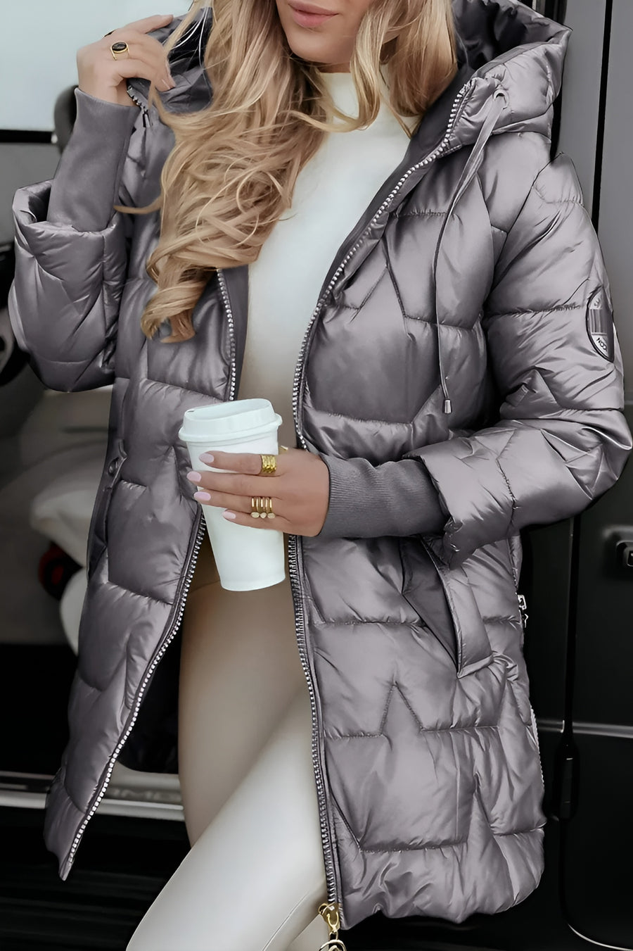 Madison Long Quilted Jacket - Lightweight Elegant Outerwear for Versatile Style 8