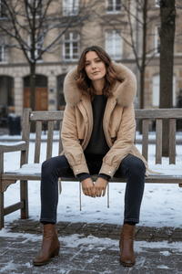 FURORA – Elegant Women’s Puffer Jacket with Cozy Fur Collar for Spring Warmth