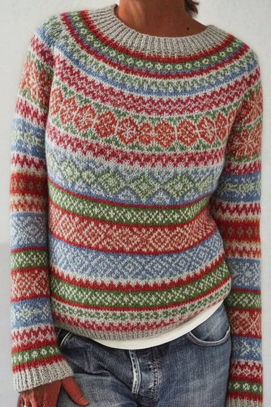 Manonin Women's Knit Sweater - Classic Norwegian Design for Warmth and Style 1