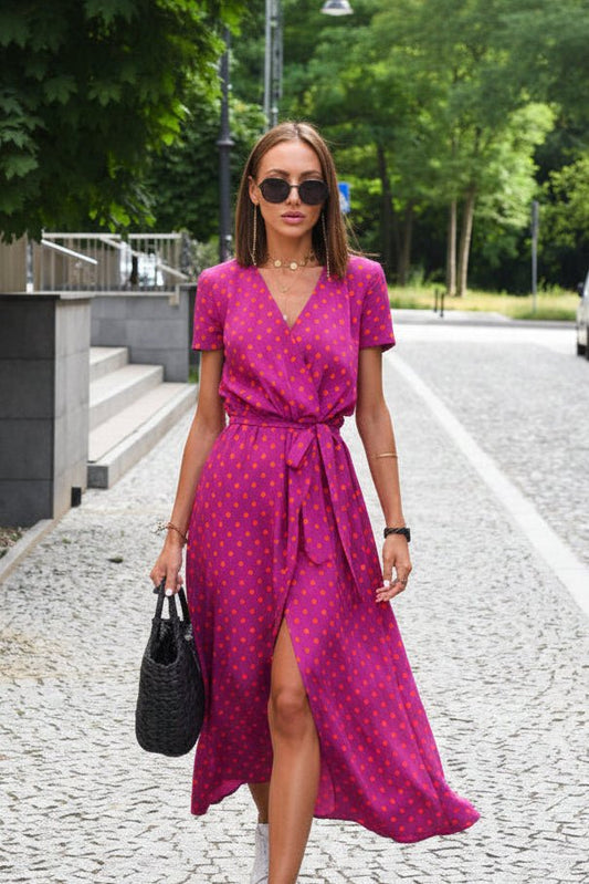 Marlene - Women's Floral V-Neck Wrap Midi Dress for Summer Style 4