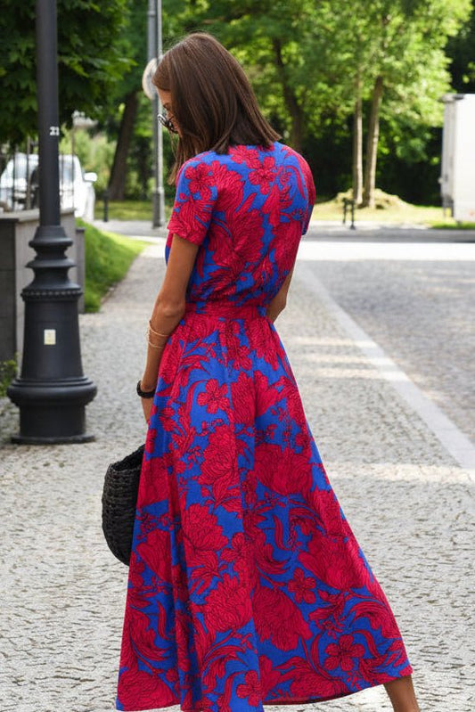 Marlene - Women's Floral V-Neck Wrap Midi Dress for Summer Style 6