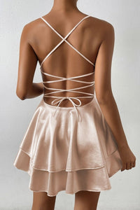 Mia - Feminine Pleated Dress with Backless and Adjustable Tie 15