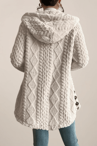 Mirella - Soft Cream Hooded Jacket with Textured Finish