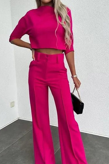 Modern Women's Two Piece Co Ord Set - Cropped Top & Tailored High-Waisted Trousers 3