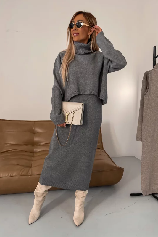 Odette - Women's Maxi Dress Set with Turtleneck for Versatile Style 0