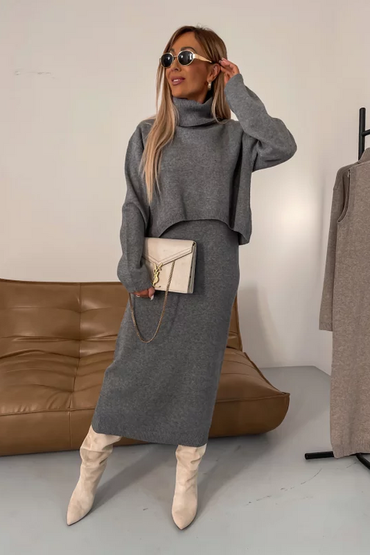 Odette - Women's Maxi Dress Set with Turtleneck for Versatile Style 0