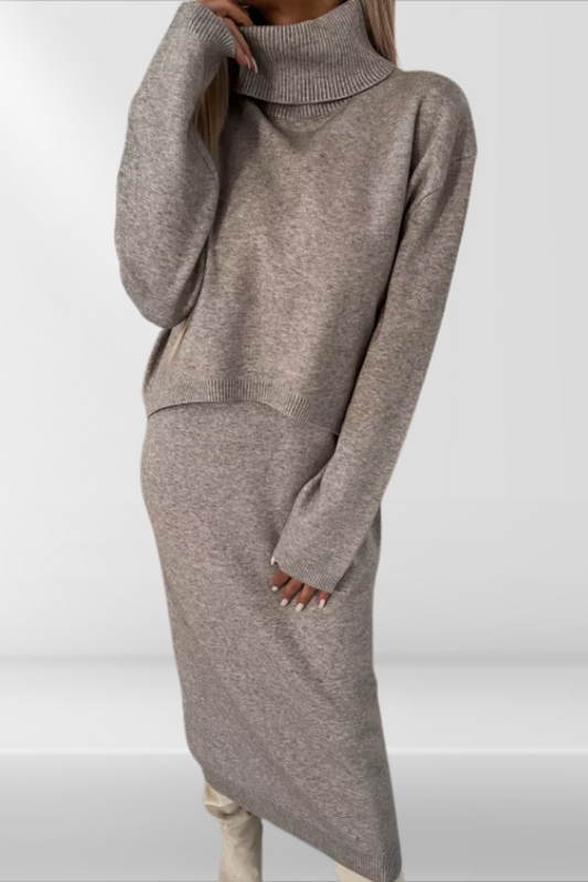 Odette - Women's Maxi Dress Set with Turtleneck for Versatile Style 1