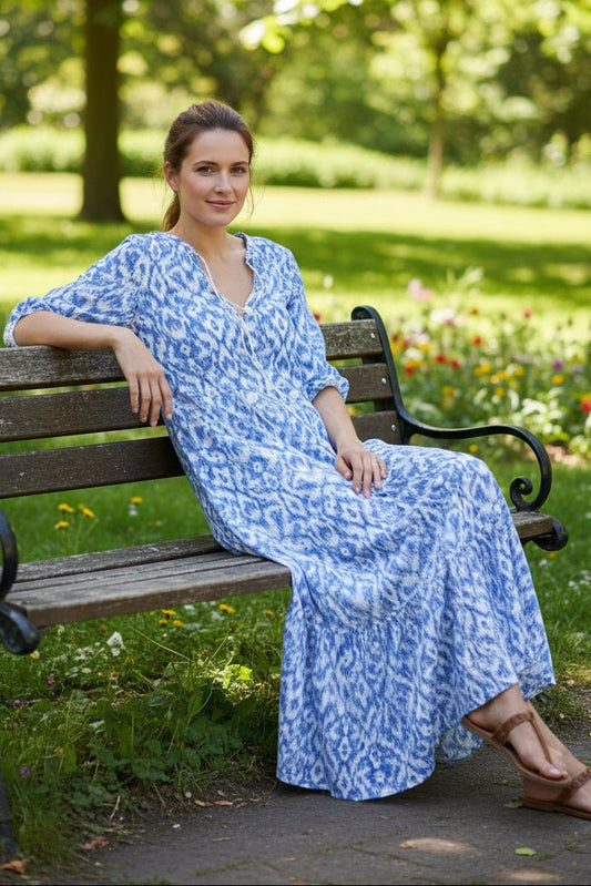 Patrice - Women's A-Line Maxi Dress with V-Neck and Vibrant Prints for Summer 1