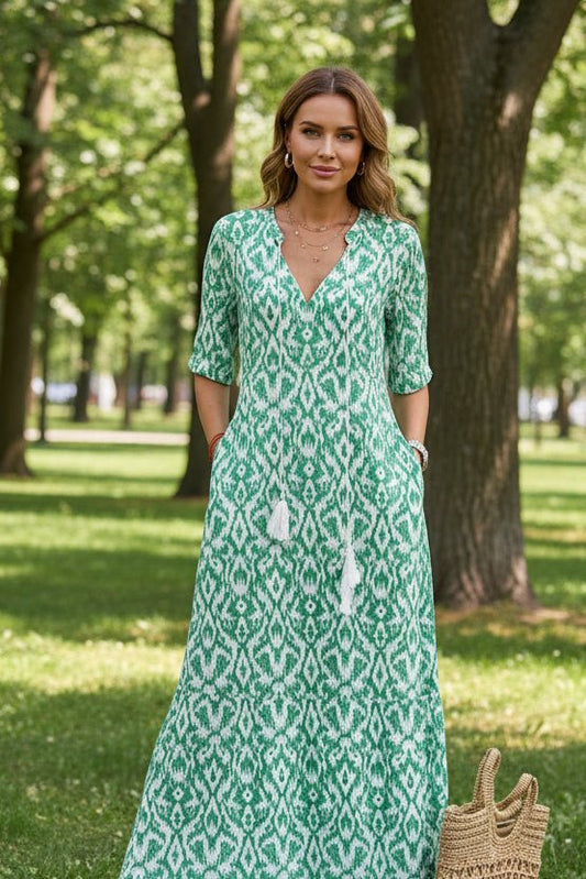 Patrice - Women's A-Line Maxi Dress with V-Neck and Vibrant Prints for Summer 3