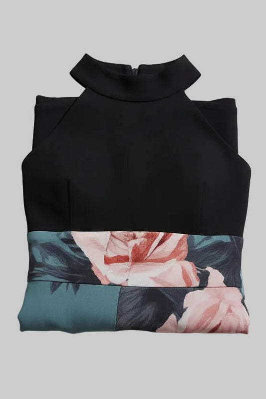 QUINN – Women’s Floral Sleeveless Crew Neck Maxi Dress