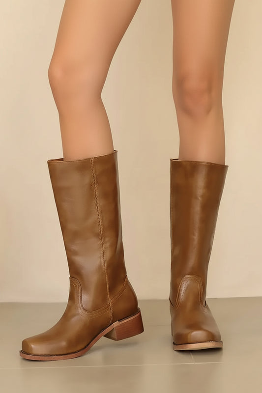 VINTARA – Elegant Heeled Knee-High Leather Boots for Women