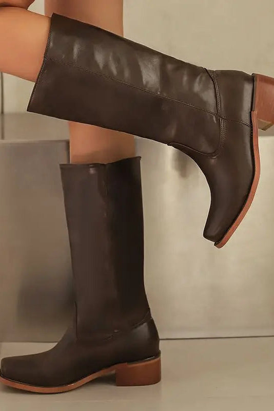 VINTARA – Elegant Heeled Knee-High Leather Boots for Women