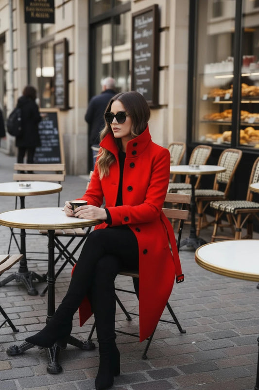 VERTICÉ – Elegant Women's High Collar Button Trench Coat for Winter Sophistication