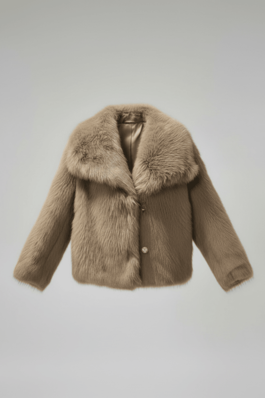 GLAMFUR – Chic Cropped Faux Fur Coat for Women