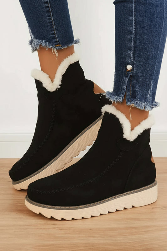 Sophia Women's Cozy Fur Lined Winter Ankle Boots with Platform Sole 0