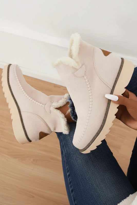 Sophia Women's Cozy Fur Lined Winter Ankle Boots with Platform Sole 1