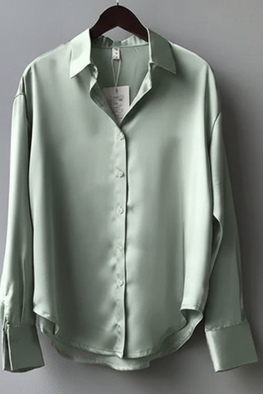 Stella - Women's Long Sleeve Satin Blouse with Button Down Design 2