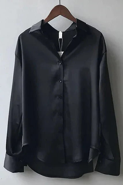 Stella - Women's Long Sleeve Satin Blouse with Button Down Design 3