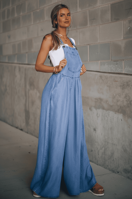 Stylish Denim Jumpsuit for Women - Comfortable Relaxed Fit with Adjustable Straps 7