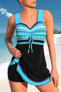Stylish Modest Swim Dress Swimsuit with Integrated Shorts & Adjustable Drawstring 1