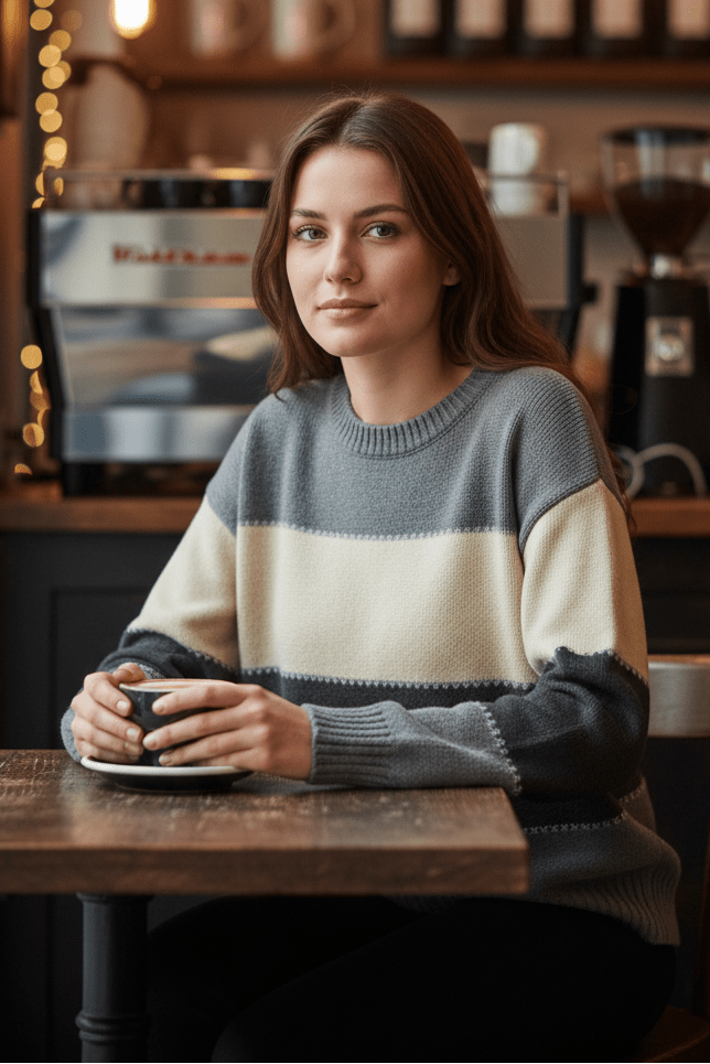 LINECHIC – Stylish Women’s Sweatshirt with Clean Stripe Pattern