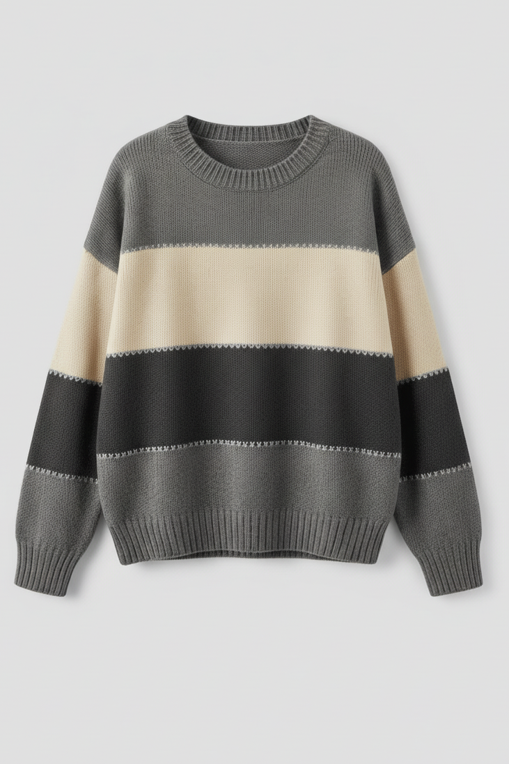 LINECHIC – Stylish Women’s Sweatshirt with Clean Stripe Pattern