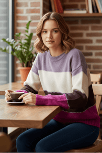 LINECHIC – Stylish Women’s Sweatshirt with Clean Stripe Pattern