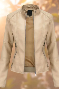 Stylish Women’s Leather Jacket with Structured Fit and Full Zip Closure 3