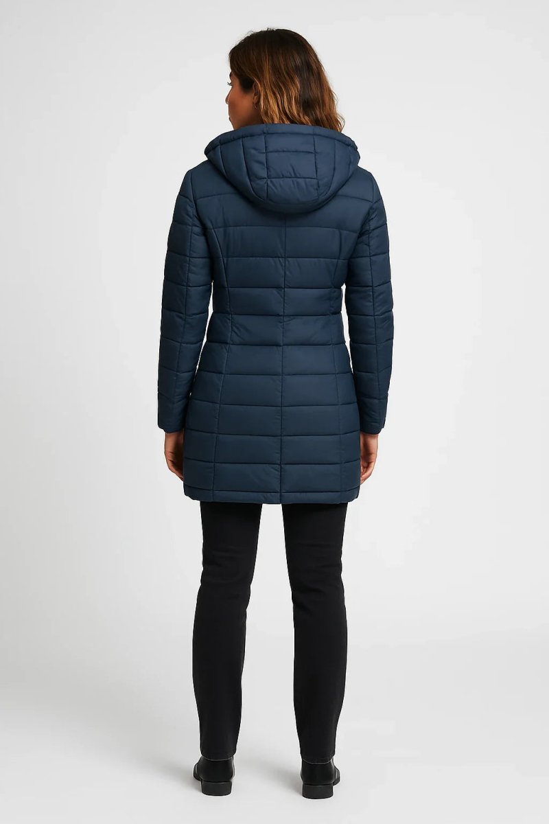 Stylish Women's Mid-Length Quilted Puffer Coat with Detachable Hood for Winter 2