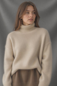 Sydney Women's Oversized Cashmere Turtleneck Sweater - Cozy Knit Style 1