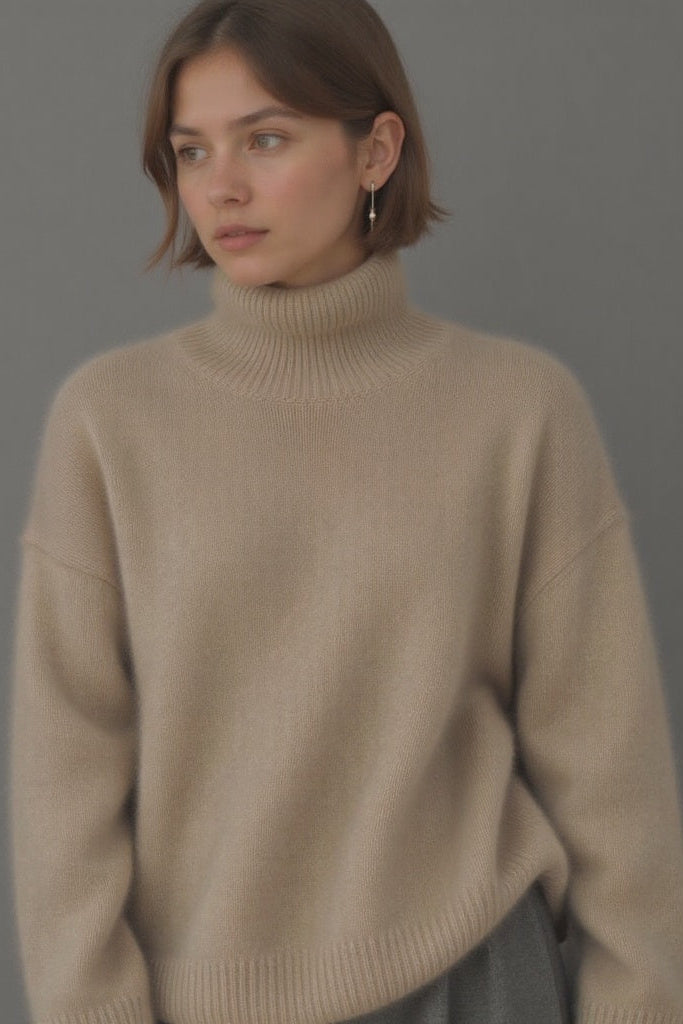 Sydney Women's Oversized Cashmere Turtleneck Sweater - Cozy Knit Style 2