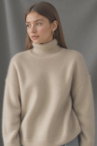 Sydney Women's Oversized Cashmere Turtleneck Sweater - Cozy Knit Style 3