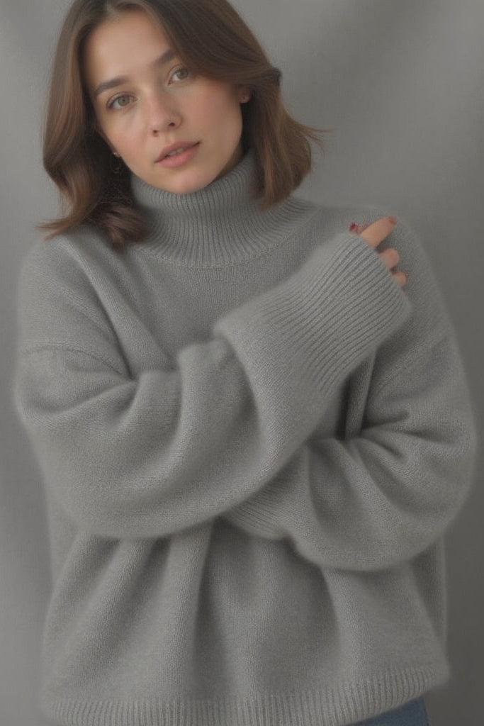 Sydney Women's Oversized Cashmere Turtleneck Sweater - Cozy Knit Style 5