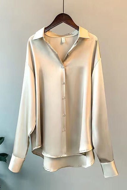 Taylor Women's Loose Fit Satin Blouse with Button-Down Design 0