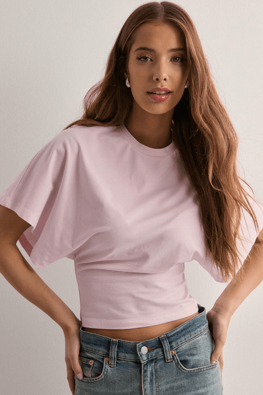 Trendy Women's Cropped T-Shirt with Relaxed Fit and Wide Sleeves 2