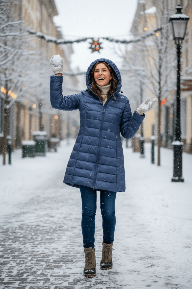 FEATHERA – Women’s Ultralight Down Jacket with Removable Hood & Elegant Design