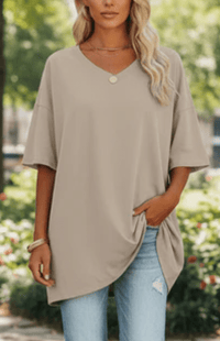 ALVESSA – Elegant Casual V-Neck T-Shirt, Soft & Breathable Fabric