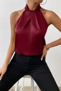 KNOTÉLLE – Elegant Casual Women’s Silk Top with Refined Knot Neck Detail