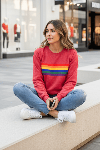 NOSTALOOM – Vintage Rainbow Striped Long Sleeve Sweatshirt for Cozy Wear