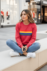 NOSTALOOM – Vintage Rainbow Striped Long Sleeve Sweatshirt for Cozy Wear
