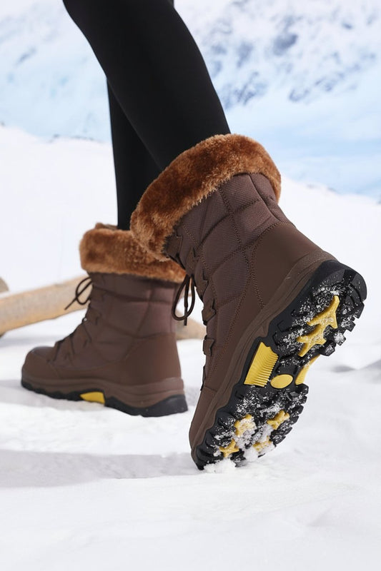 WARMFASHION – Fashionable women's winter ankle boots with plush lining & secure sole 2