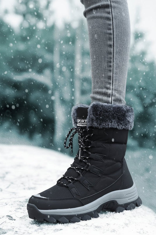 WARMFASHION – Fashionable women's winter ankle boots with plush lining & secure sole 3