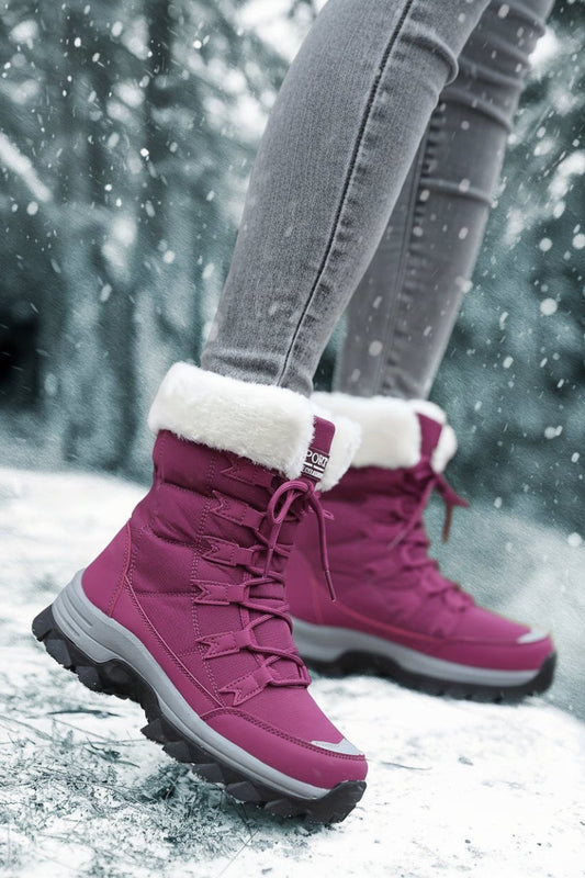 WARMFASHION – Fashionable women's winter ankle boots with plush lining & secure sole 4