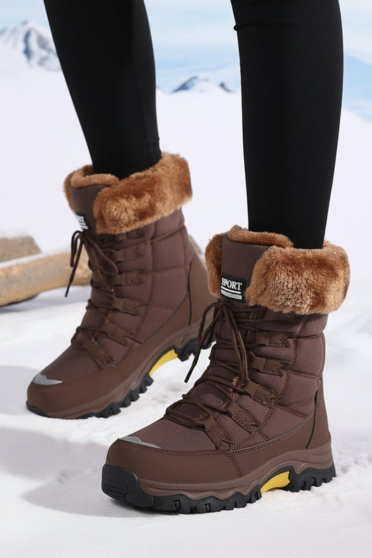 WARMFASHION – Fashionable women's winter ankle boots with plush lining & secure sole 7