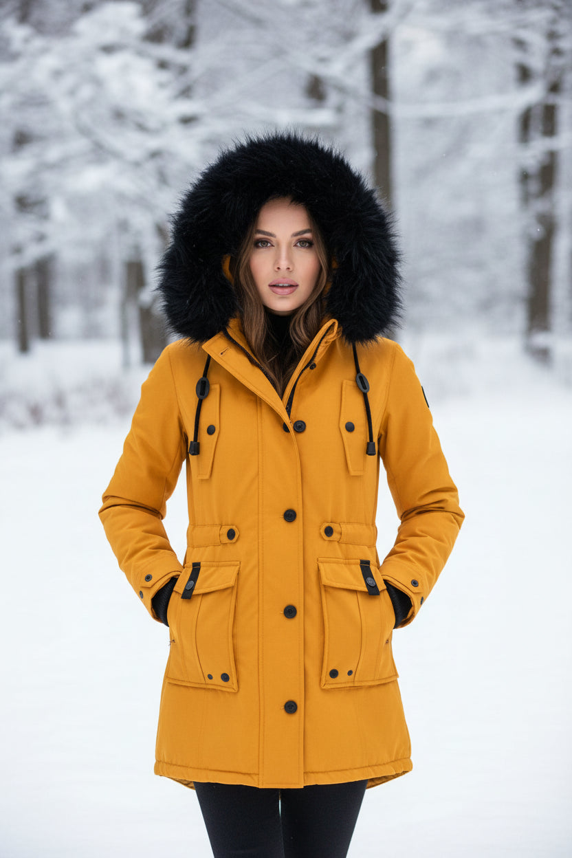 Warm Hooded Winter Coat with Faux Fur Detail for Women - Stylish & Cozy 0