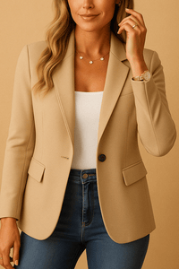 Hadley – Minimalist Stretch Blazer with Hidden Fastenings and Softness